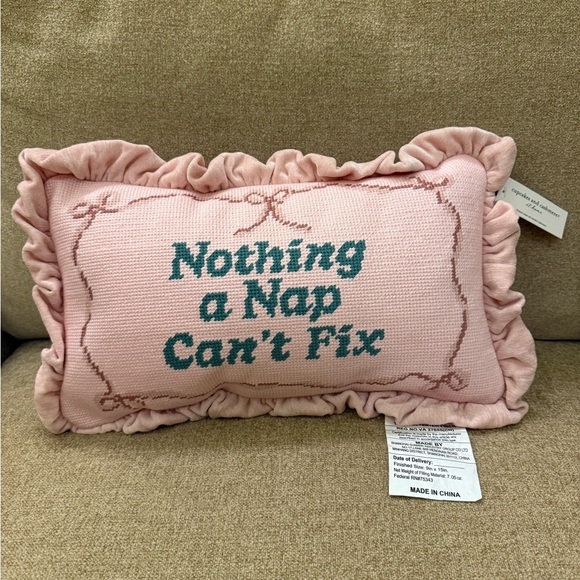 cupcakes & cashmere Other - Nothing a Nap Can’t Fix Cupcakes and Cashmere Needlepoint Pillow Coquette NWT